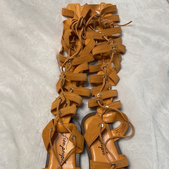 New WO Tags Free People Sun Chaser Tall Gladiator Sandals Sz:38 MSRP:$178 Orange - Picture 11 of 11
